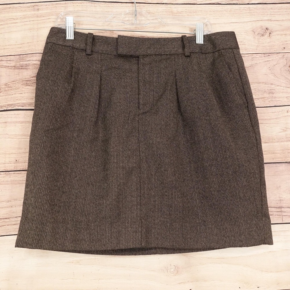 Gap Skirt Womens 10 Brown Tweed Pencil Short Lined Pockets Stretch Workwear